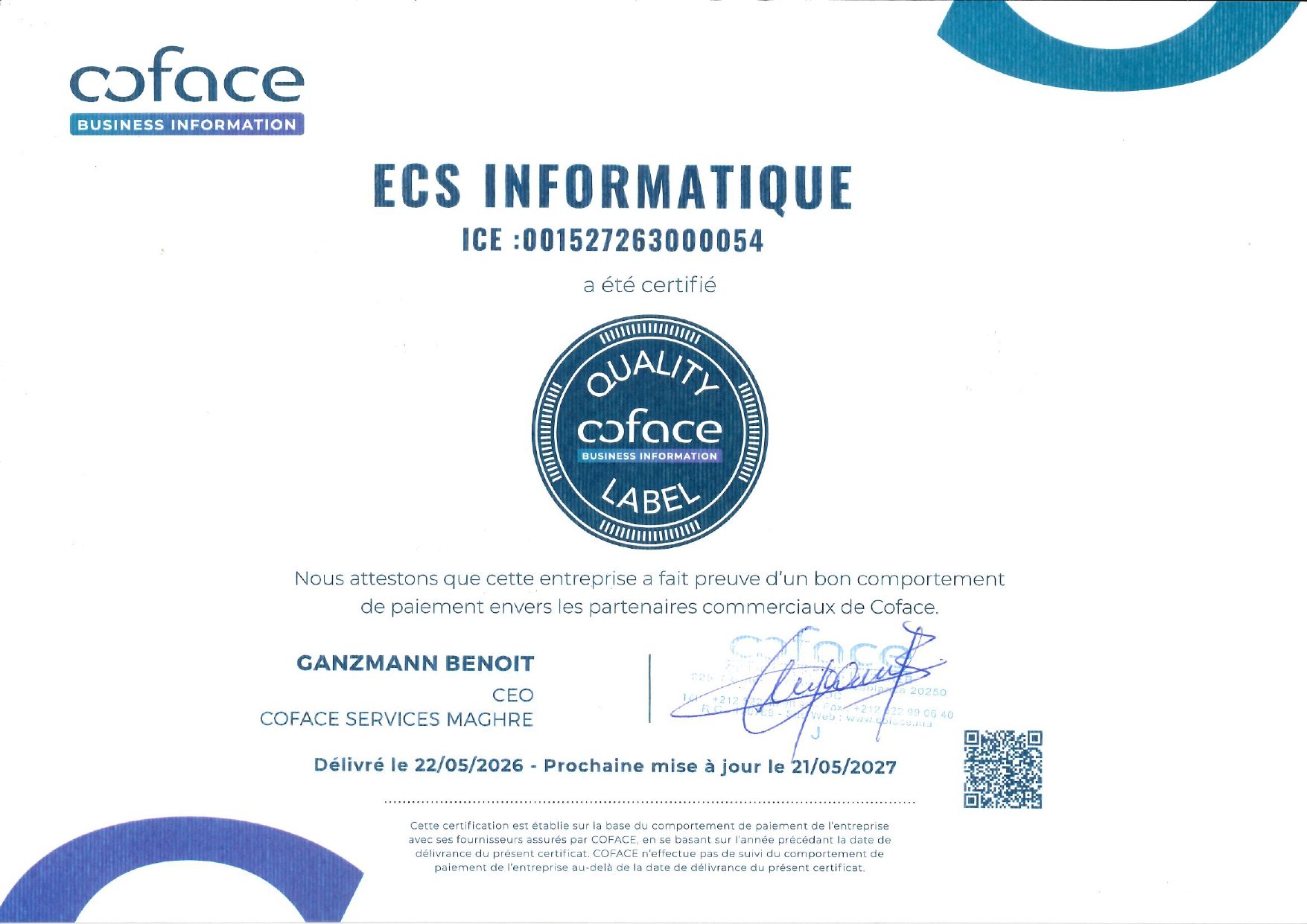 Certification Quality Label 2026 - ECS Informatique